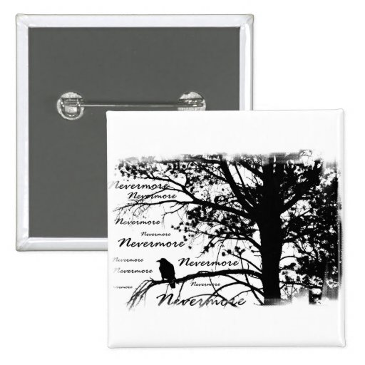 B&W Nevermore Raven Silhouette Pins