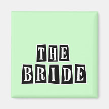 B&W Retro Stamp - The Bride Fridge Magnets