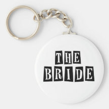 B&W Retro Stamp - The Bride Keychains
