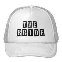 B&W Retro Stamp - The Bride Mesh Hat