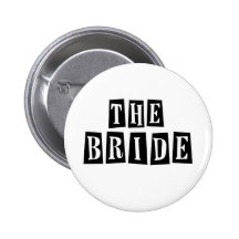 B&W Retro Stamp - The Bride Pinback Button