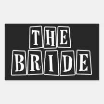 B&W Retro Stamp - The Bride Rectangle Stickers