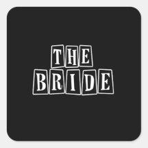 B&W Retro Stamp - The Bride Stickers
