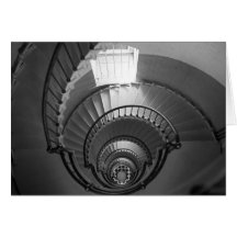 B&W spiral lighthouse staircase Greeting Card