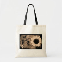 B&W Sunflower Tote Canvas Bags