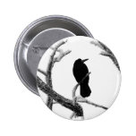 B&W Winter Raven Edgar Allan Poe Pinback Buttons