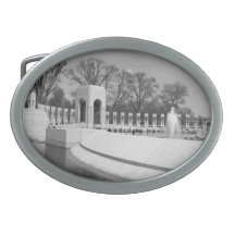 B&W WWII memorial Oval Belt Buckles