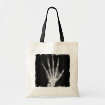 B&W X-ray Skeleton Hand Canvas Bags