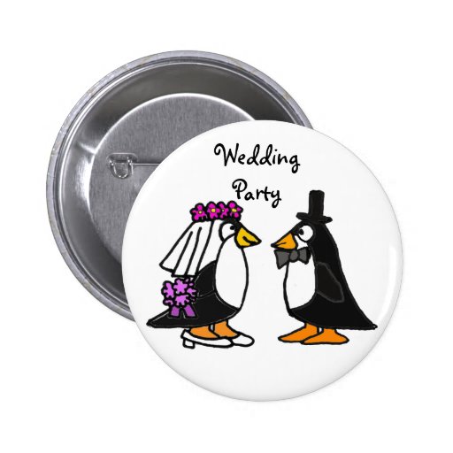 BA- Penguin Wedding Party Buttons