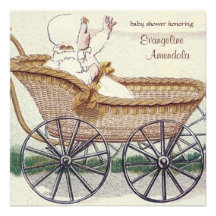 Babe in Pram - Baby Shower Invitation