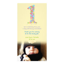 Baby 1st Birthday Balloons Thank You Photo Card