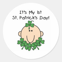Baby 1st St. Patrick's Day Tshirts and Gifts Round Stickers