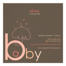 Baby "a" in B Girl Pink Cute Baby Shower Invite