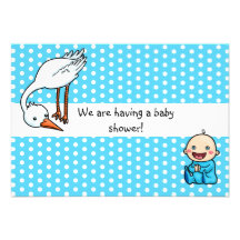 Baby and Stork Baby Shower Invitation