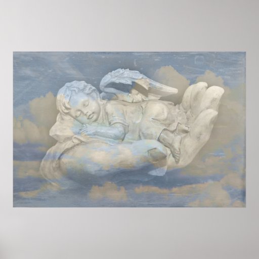 Baby Angel Wings Sleeping in God's Hand Posters