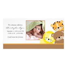 Baby Animals Baby Photo Birth Annoucement Personalised Photo Card