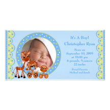 Baby Animals PHOTO  Boy Birth Announcement Photo Greeting Card