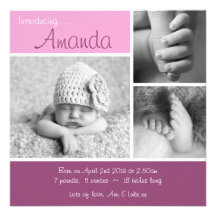 Baby Announcement Minimalist Photo Collage - Pink