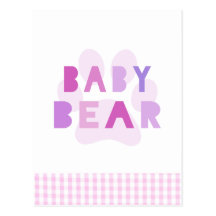 Baby bear - pink post card