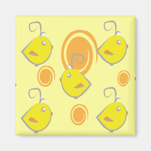 baby bird yellow pattern magnet