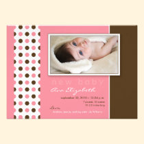 Baby Birth Announcement Pink Polka Dots invitations