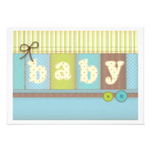 Baby Blanket Cute Quilt Baby Shower Boy Invitation