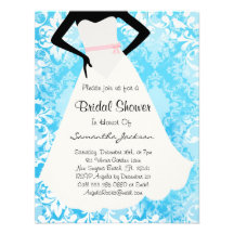Baby Blue Damask Bride Bridal Shower Invite