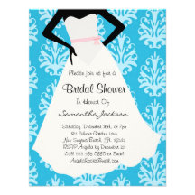 Baby Blue Damask Bride Bridal Shower Invite