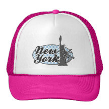 Baby Blue Polka Dots; New York, Statue of Liberty Mesh Hats