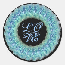 BABY BLUE Rose LOVE Wreath - Wedding Envelope Seal Sticker