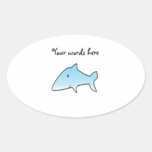 Baby blue shark oval sticker