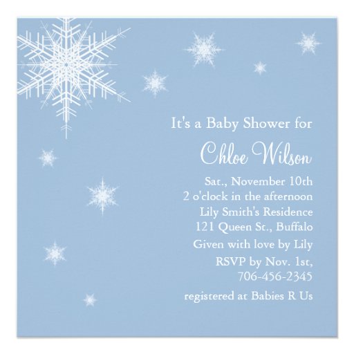 Baby Blue Snowflakes Shower Invitation
