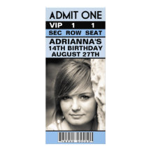 Baby Blue VIP Photo Ticket Birthday Party Personalised Announcements