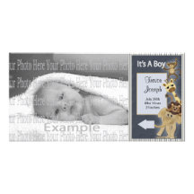 Baby Boy Annoucement Photo Card Template