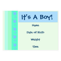 Baby Boy Birth Announcement Card Business Card Template