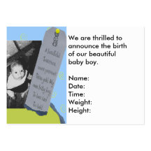 Baby Boy Birth Announcement Card Business Card Template