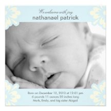 Baby Boy Birth Announcement - Floral Corners
