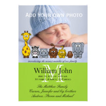 Baby Boy Birth Announcements Jungle Animals
