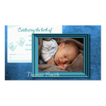 Baby Boy Birth Photo Keepsake Business Card Templates