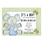 Baby Boy Elepant on Green Invitations