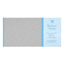 Baby Boy Footprints Photo Birth Announcement Customised Photo Card