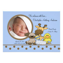 Baby Boy Toys PHOTO Birth Announcement