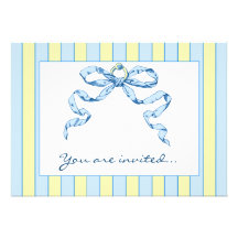 Baby Business Blue & Yellow Striped Invitations