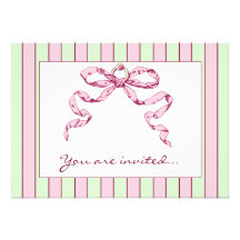 Baby Business Green & Pink Striped Invitations