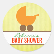 Baby Carriages Gender Neutral Baby Shower Round Stickers