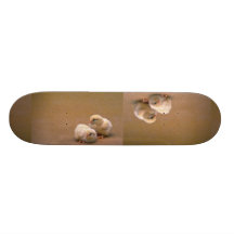 Baby chicks on gold background skate board