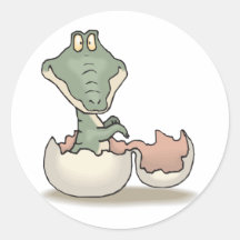 Baby Crocodile Round Stickers