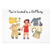 Baby Doll Paper Doll Invitations