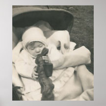 baby eating chocolate bunny poster