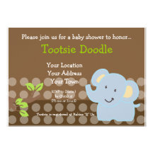 Baby Elephant Blue Boy Baby Shower Sprinkle Personalised Announcements